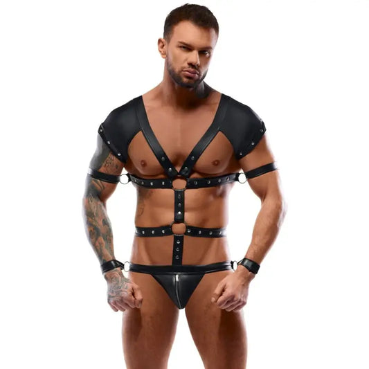 Riveted Matte Sexy Briefs with Underlaid Zip for Male Bondage Restraint Body