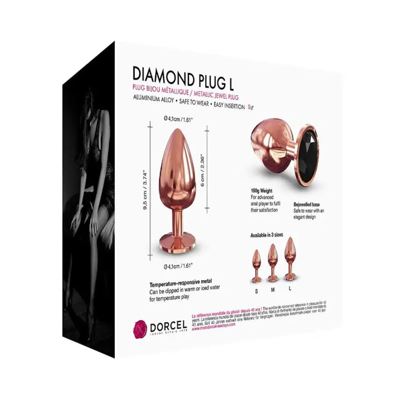 Rose Gold Large Dorcel Diamond Butt Plug for Anal Play