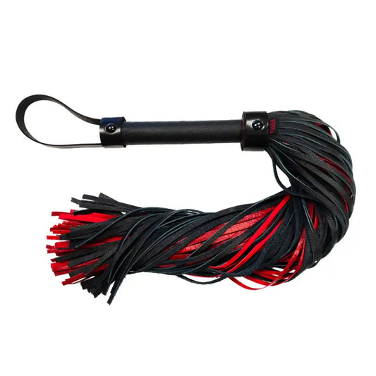 Rouge Garments Leather Croc Print Flogger in Burgundy and Black