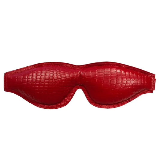 Rouge Garments Leather Croc Print Padded Blindfold in Burgundy and Black