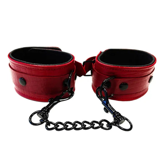 Rouge Garments Leather Croc Print Wrist Cuffs for Bondage