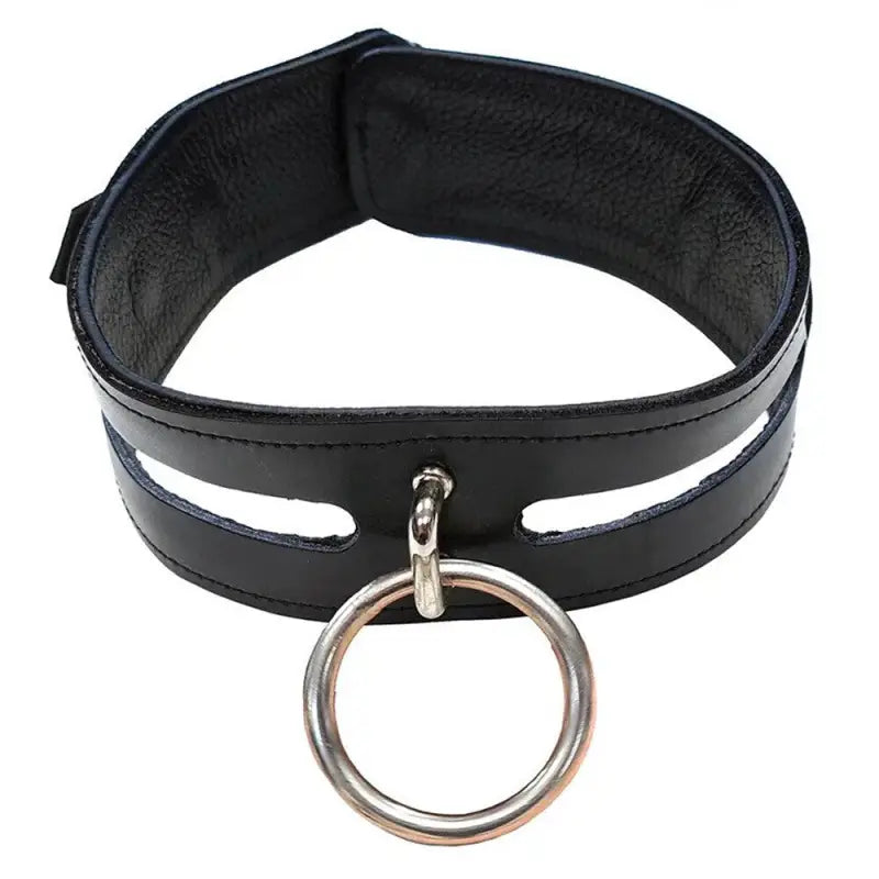 Rouge Garments Leather Fashion Bondage Collar in Black