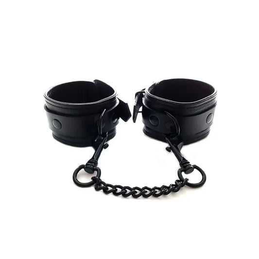 Rouge Garments Plain Black Wrist Cuffs for Ultimate Bondage Enjoyment