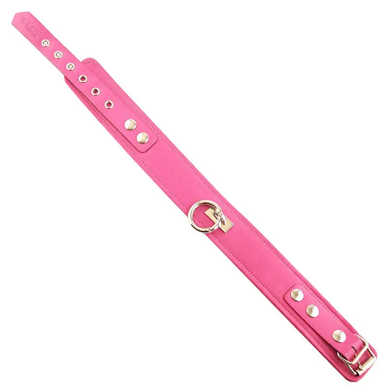 Rouge Garments Plain Pink Leather Collar with Removable O-Ring