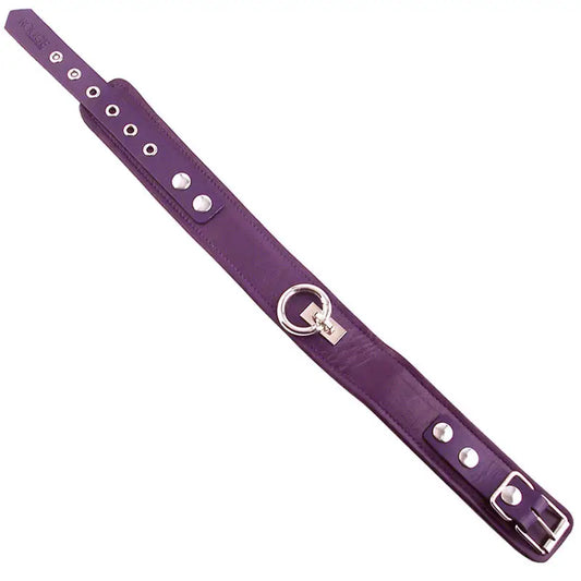 Rouge Garments Plain Purple Leather Collar with Removable O-Ring