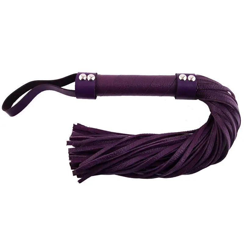 Rouge Garments Purple Leather Flogger for Bondage Enthusiasts