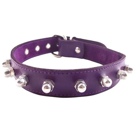 Rouge Garments Purple Nut Collar with Leather and Studs