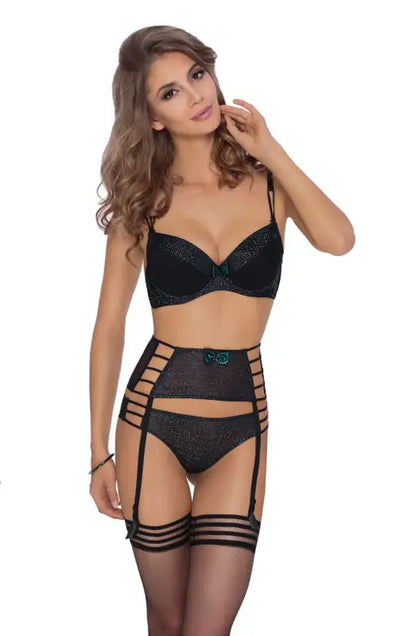 Roza Ilaris Brief in Black with Turquoise Green Sparkly Effect Print - XLarge