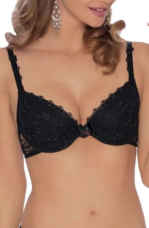 Roza Kalisi Push Up Bra with Floral Embroidery and Lace Elegance