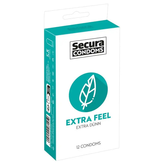 Secura Condoms Extra Feel 12 Pack with Silicone-Based Coating