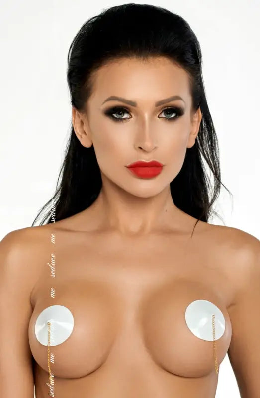 Seductive White Nipple Covers Made with Shiny Leather Affect and Tassels - One Size