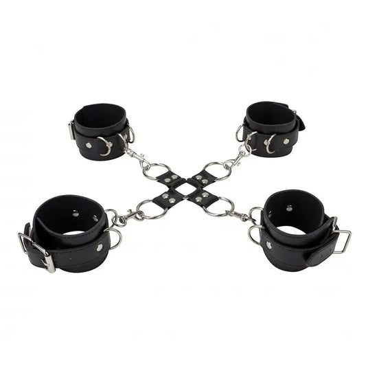 Shots Ouch Leather Hand and Leg Cuffs for Ultimate Pleasure