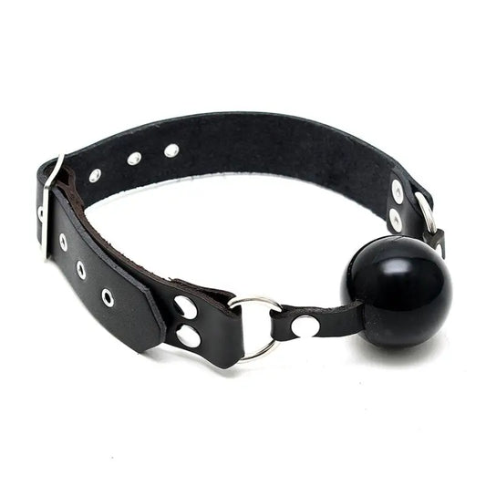 Silicone Ball Gag in Genuine Leather for Enhanced Bondage Play