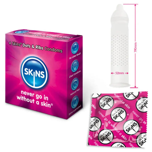 Skins Condoms Dots And Ribs 4 Pack for Enhanced Sensation