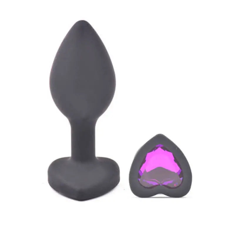 Small Heart Shaped Diamond Base Black Butt Plug for Ultimate Pleasure