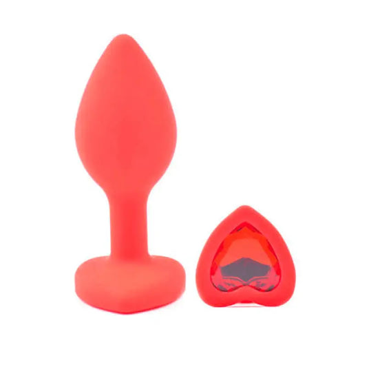 Small Heart Shaped Diamond Base Red Butt Plug for Intimate Elevation