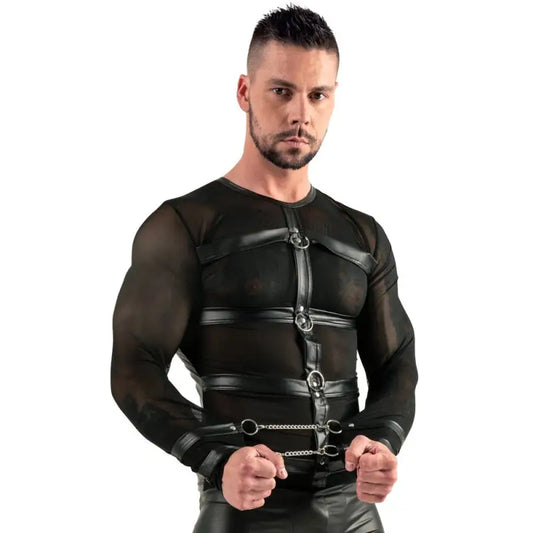 Svenjoyment Long Sleeved Top with Harness and Restraints Connection Chain