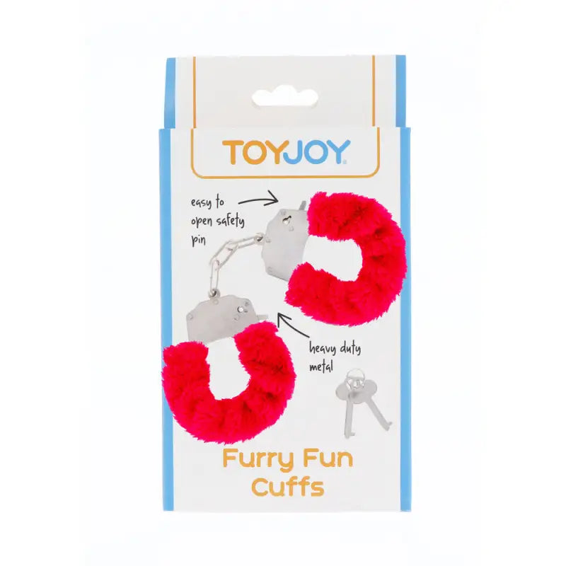 ToyJoy Furry Fun Wrist Cuffs Red for Soft Bondage Exploration