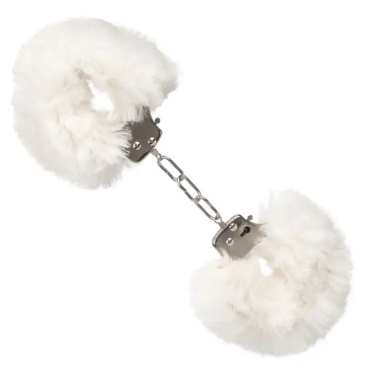 Ultra Fluffy Furry Handcuffs in White for Comfortable Bondage Play