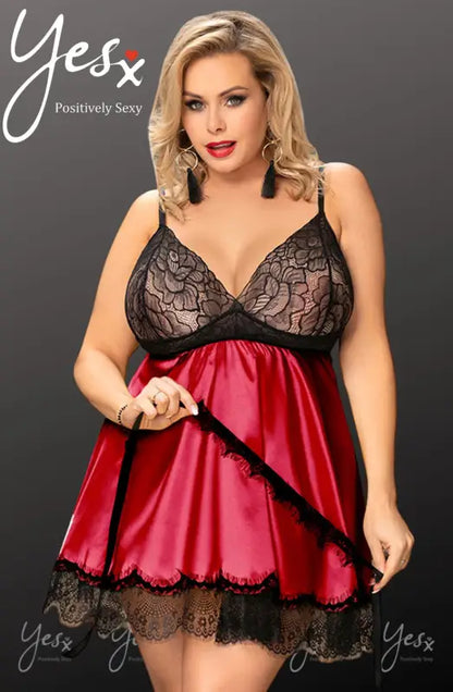 Unleash Elegance with the YesX YX832Q Babydoll in Flowing Red Satin