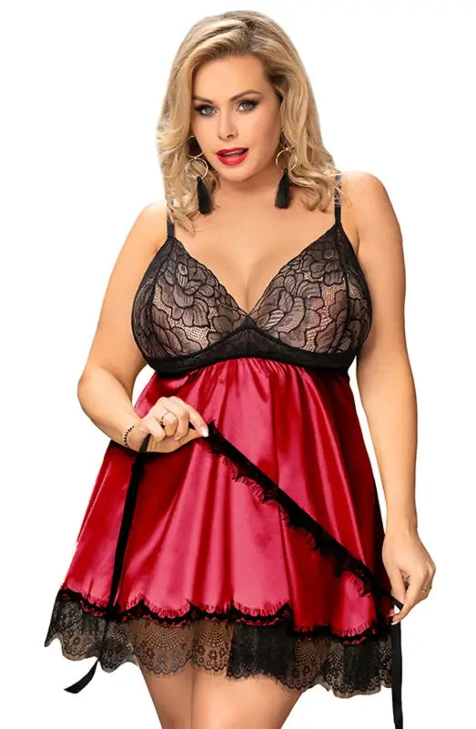 Unleash Elegance with the YesX YX832Q Babydoll in Flowing Red Satin