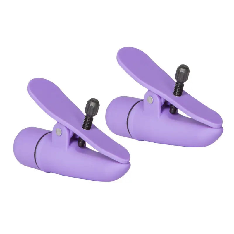 Unleash Pleasure with Adjustable Purple Nipple Clamps and Vibrators