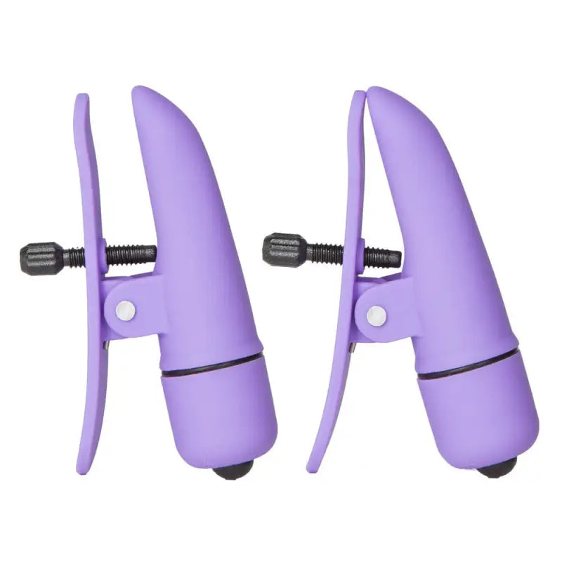 Unleash Pleasure with Adjustable Purple Nipple Clamps and Vibrators