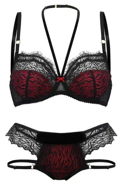 Unleash Your Allure with the Confidante Devil Bra in Sexy Red and Black Lace