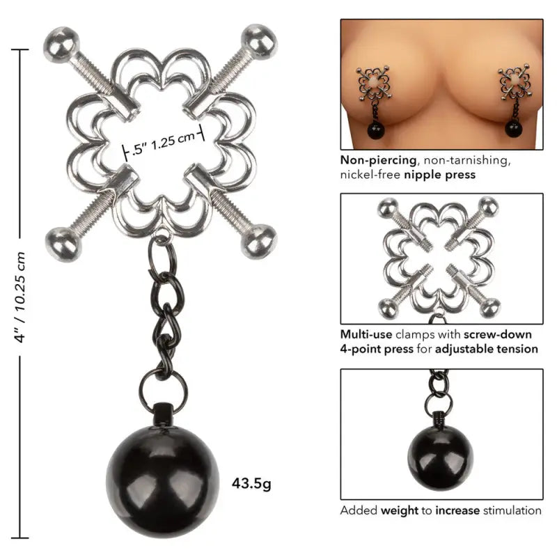 Weighted Nipple Press with 4 Point Nipple Grips for Enhanced Pleasure