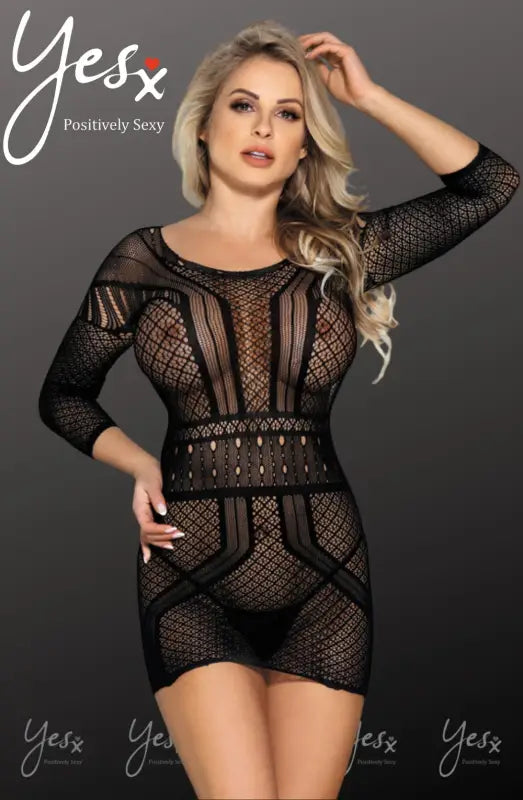 YesX YX816 Black Bodystocking Dress for Timeless Elegance and Desire - One Size