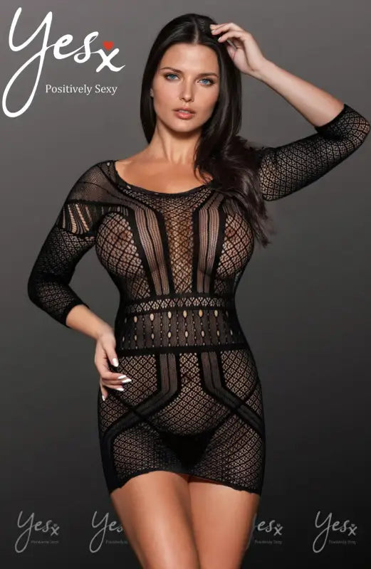 YesX YX816 Black Bodystocking Dress for Timeless Elegance and Desire - One Size