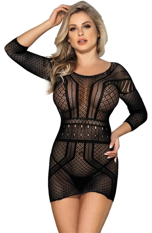 YesX YX816 Black Bodystocking Dress for Timeless Elegance and Desire - One Size