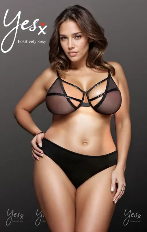 YX833Q Black Bra and Brief Set with Elegant Ring Design for Ultimate Comfort