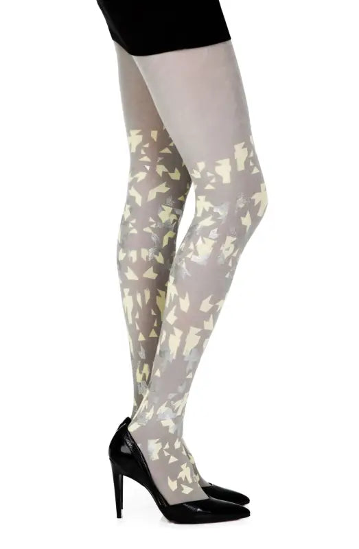 Zohara Confetti Grey Tights with Festive Yellow Confetti Print