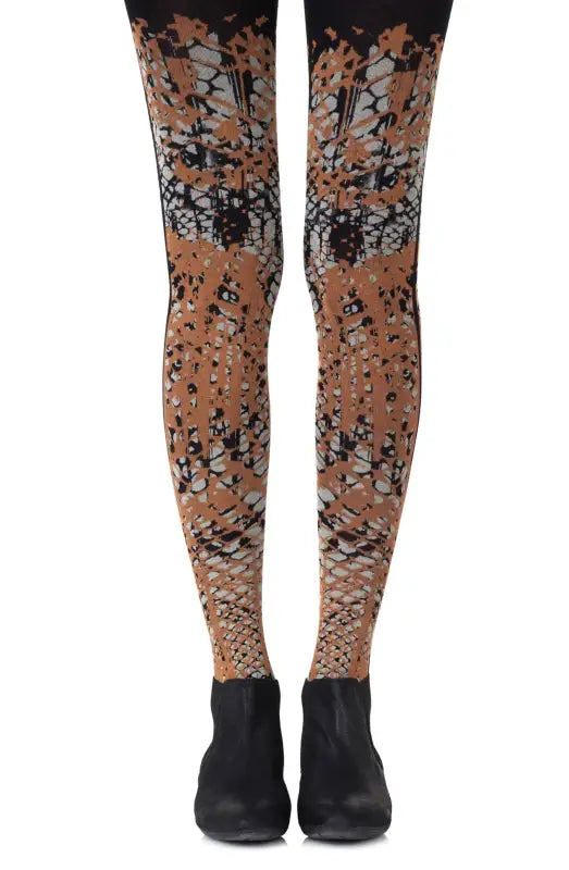 Zohara Orange Tights with Allover Vibrant Pattern for Bold Style