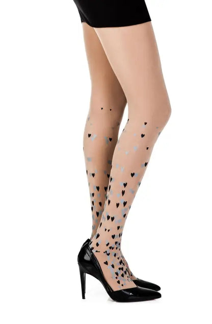 Zohara Queen Of Hearts Powder Print Tights for Elegant Intimate Moments