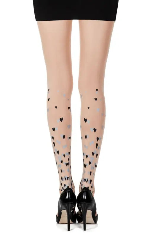 Zohara Queen Of Hearts Powder Print Tights for Elegant Intimate Moments