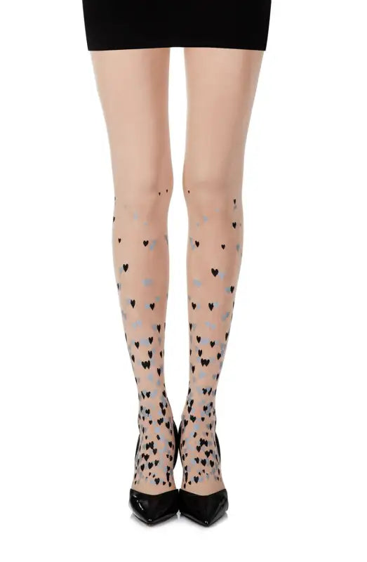 Zohara Queen Of Hearts Powder Print Tights for Elegant Intimate Moments