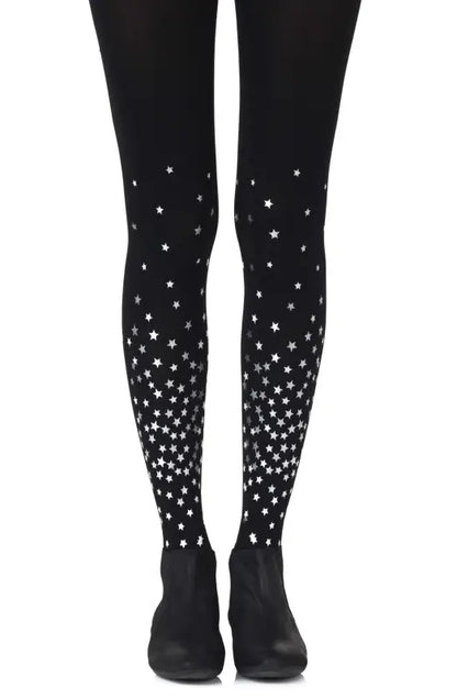 Zohara Rise and Shine Allover Star Print Silver Print Tights