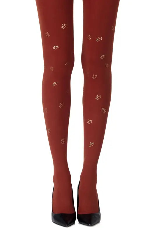 Zohara Royal Treatment Rust Print Tights for Ultimate Satisfaction