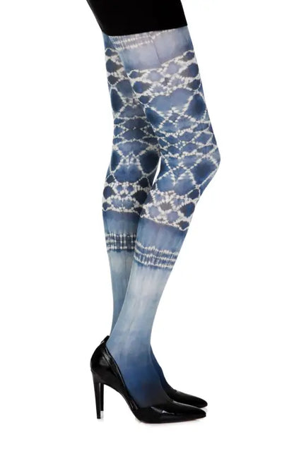 Zohara Sea World White Print Tights with Special Tie-Dye Elegance