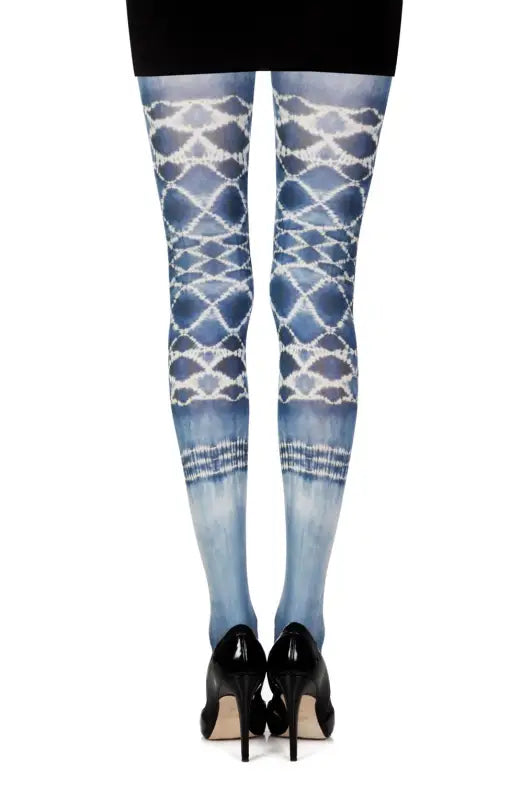 Zohara Sea World White Print Tights with Special Tie-Dye Elegance