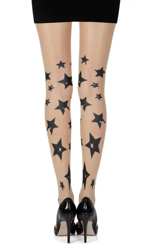 Zohara Shooting Stars Skin Sheer Print Tights for Enchanting Elegance