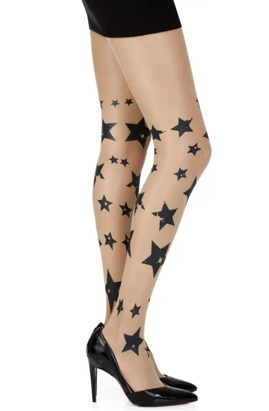 Zohara Shooting Stars Skin Sheer Print Tights for Enchanting Elegance