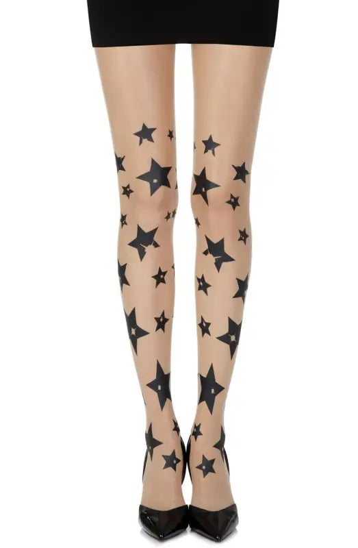 Zohara Shooting Stars Skin Sheer Print Tights for Enchanting Elegance