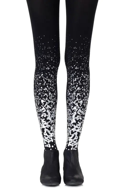 Zohara Silver Print Tights for Timeless Elegance and Modern Style