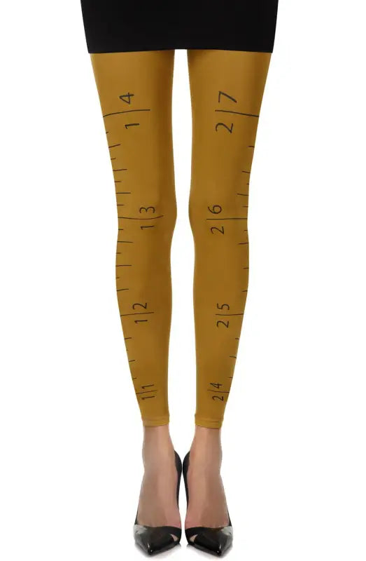 Zohara Tape Measure Mustard Footless Tights for Unmatched Confidence