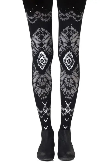 Zohara The Long Winding Road Black Tie-Dye Inspired Tights