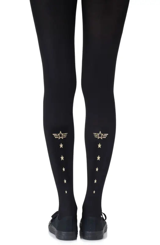 Zohara Top Gun Gold Print Tights with Reversible Pilot Badge Design