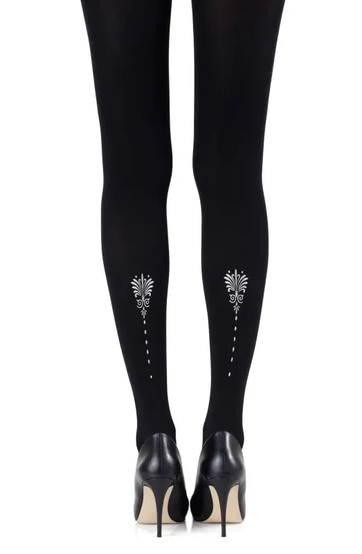 Zohara Vine and Dash Silver Print Tights with Two-Sided Vine Inspired Emblem